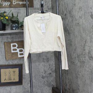 NEW Isabel Maternity By Ingrid & Isabel Maternity Ribbed Top Cream Off White L